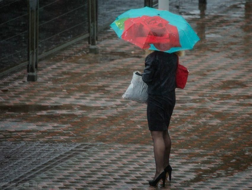 Мощная гроза с порывистым ветром и дождем движется на Ростов