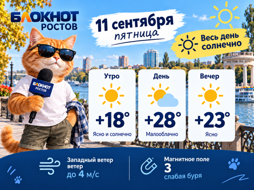 Жара возвращается: в Ростове 11 сентября будет до +28 градусов