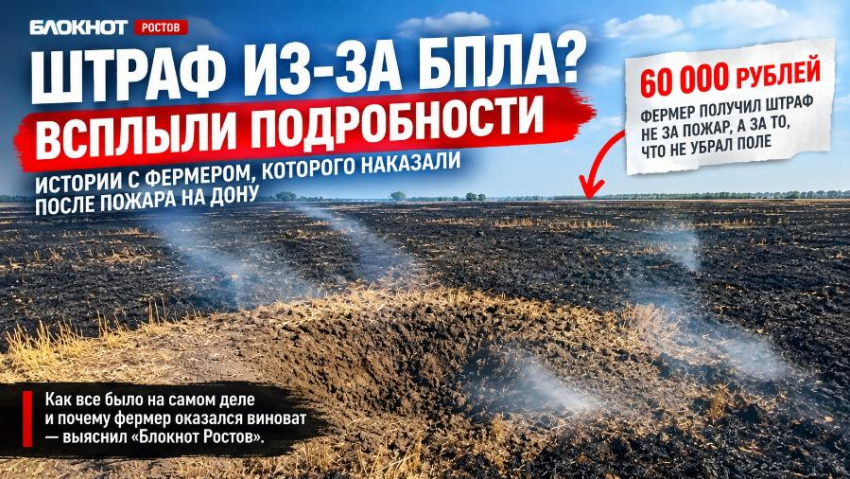 Штраф из-за БПЛА? Всплыли подробности истории с фермером, которого наказали после пожара на Дону 
