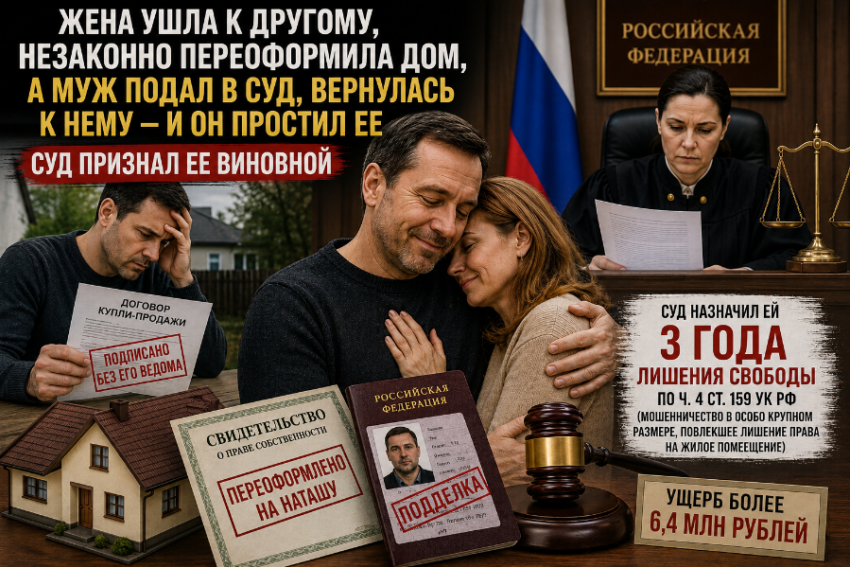 Ушла к любовнику, переписала дом мужа по поддельным документам, но он все равно ее простил в суде 