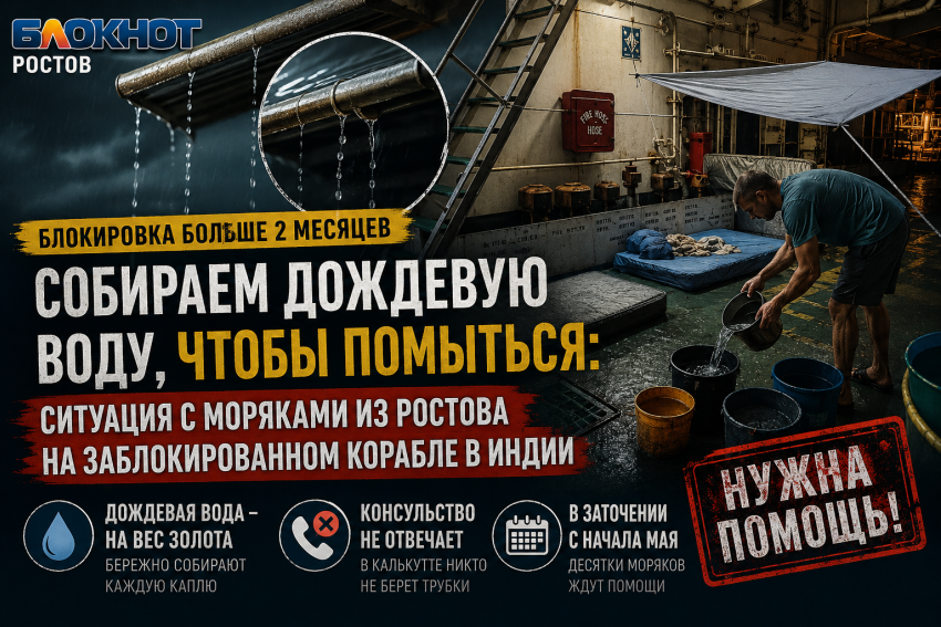 Собираем дождевую воду, чтобы помыться: ситуация с моряками из Ростова на заблокированном корабле в Индии