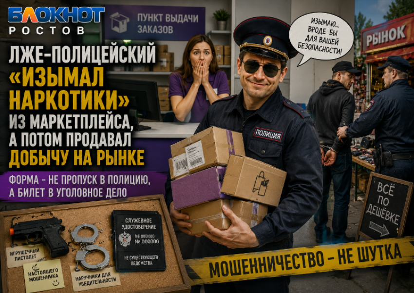В Ростове лже-полицейский «изымал наркотики» из маркетплейса, а потом продавал добычу на рынке