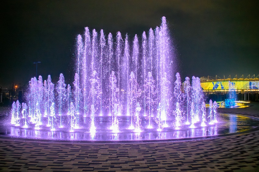 В новом парке «Левобережья» запустили в тестовом режиме работу фонтана 