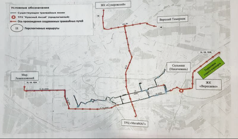 Схема скоростного трамвая в ростове на дону на карте города